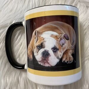 English Bulldog Coffee Mug Orca Coating Ceramic Dog Lover Gift Black Handle 11oz